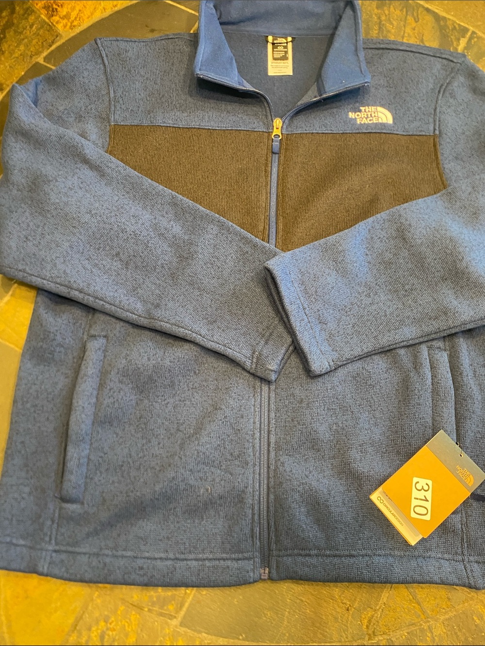The North Face Kids Blue Fleece Jacket with Black Chest Panel